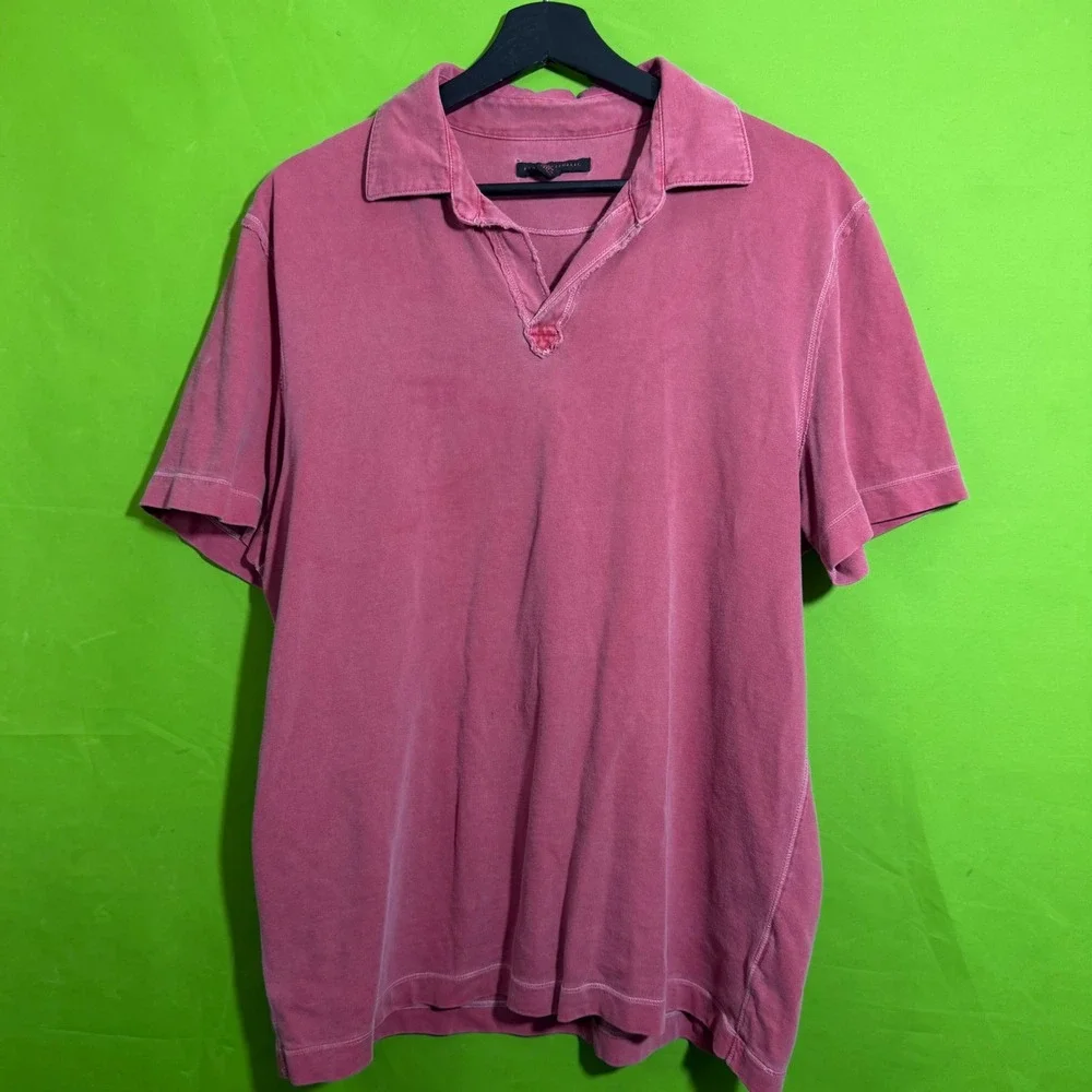 Banana Republic Mens Short Sleeve Polo Shirt Faded Red Pink Size M Casual V-Neck